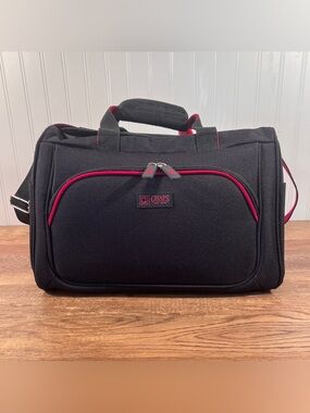 Chaps Black Travel Duffel Bag with Red Trim Overnight Bag
